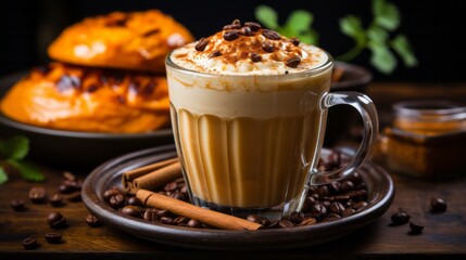 Wall Mural - An intricate close-up of a sweet potato latte