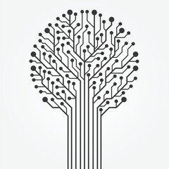 Wall Mural - Vector circuit technology tree on white background. Computer engineering hardware system. 