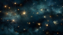 New Year Dark Background With Fireworks