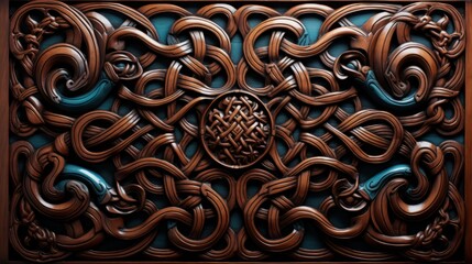 Wall Mural - Wood carving pattern. Carved Wood Texture. Dremel wood carving. Floral carving designs