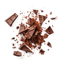 Wall Mural - chocolate pieces isolated on transparent or white background	