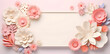 © Oksana - Pink color framework for photo or congratulation with paper blossom and flowers.Woman's day, 8 march, Easter, Mother's day, anniversary
