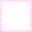 Christmas background with square frame of pink snowflakes. Merry Christmas and Happy New Year greeting banner. Square new year background, headers, posters, cards, website. Vector illustration. PNG