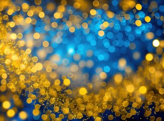 Bokeh effect shiny golden and blue background, wallpaper. ideal for Christmas holiday season design, or New Year celebration, or for web ad backdrop