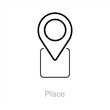 Place and pin icon concept
