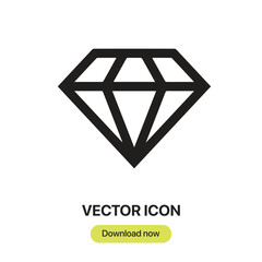 Fototapete - Diamond icon vector. Linear-style sign for mobile concept and web design. Diamond symbol illustration. Pixel vector graphics - Vector.	
