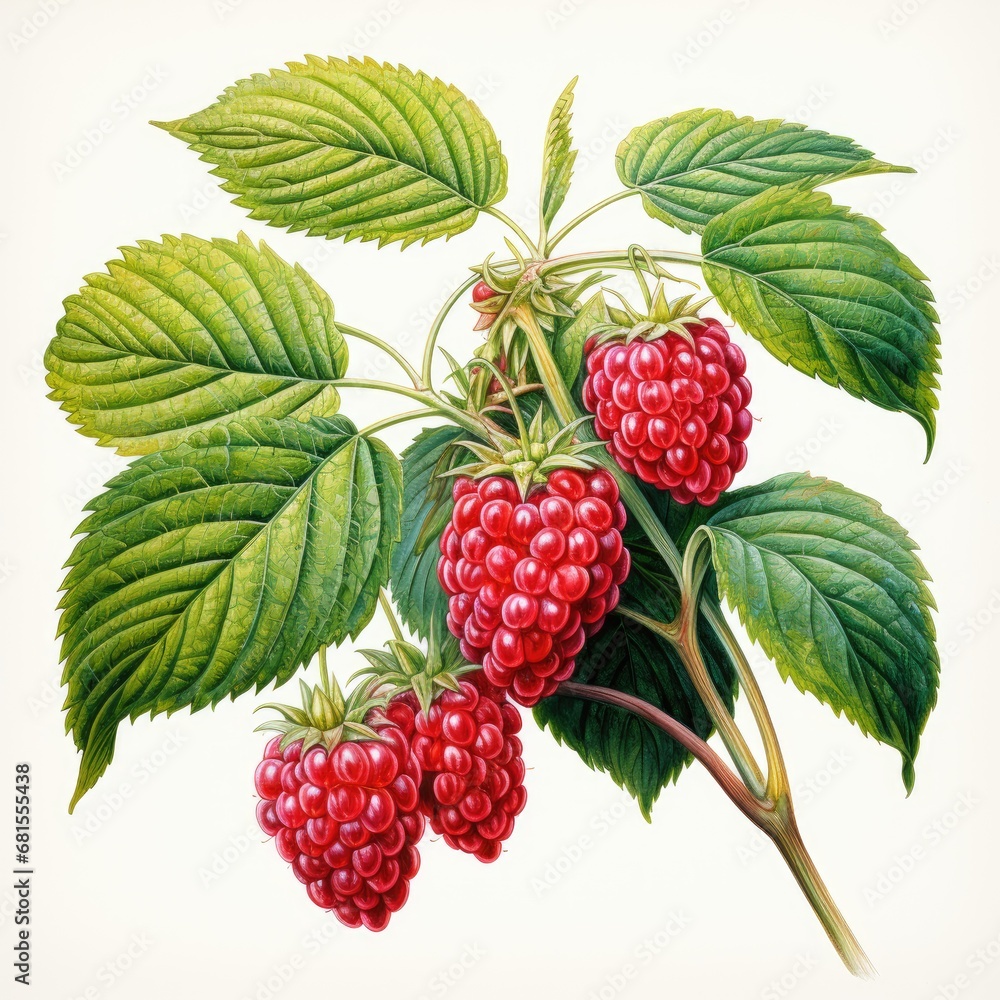 raspberries detailed watercolor painting fruit vegetable clipart ...