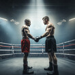 Boxers shaking hands with respect.