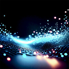 Wall Mural - futuristic technology wave background with glowing particles. vector illustration.