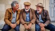 3 senior men are enjoying a conversation
