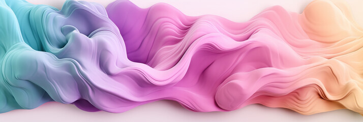 Wall Mural - Abstract pastel colors 3d background. 3d wave banner. Abstract three-dimensional background in soft pastel colors