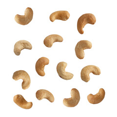 Wall Mural - Roasted Cashew nuts on white background .