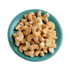 Wall Mural - Roasted Cashew nuts on white background .