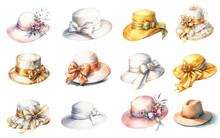 Watercolor Vintage Hat White Background