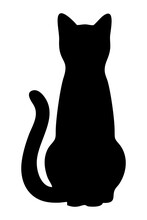 Silhouette Of A Cat On A White Background. Vector Illustration