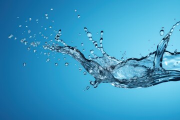  a blue background with water splashing from the top to the bottom of the image, with a blue sky in the back ground and a blue sky in the background.