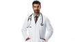 © Dilshad - Indian physician dressed in a white hospital gown, isolated in a white background