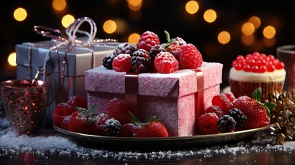 Poster - a gift box with berries on top