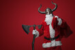 © Fxquadro - Santa Claus in a Viking helmet, wielding a decorative axe, combining tradition and fantasy