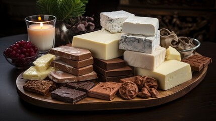 Poster - a plate of chocolates and a candle