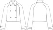 short trenchcoat technical drawing flat sketch template cad mockup fashion woman