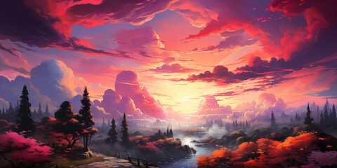 Canvas Print - sunset in the mountains