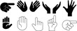Hand gestures icons set, such as a finger, motivation, point, fist, and more