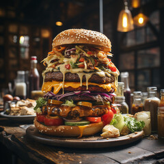 Wall Mural - Scrumptious Delight - Irresistible Burger