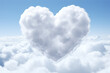 White cloud in the shape of a heart in the sky.