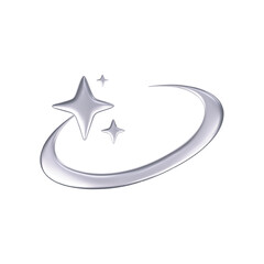 Wall Mural - 3d chrome falling or flying star in y2k futuristic style isolated on white background. render 3d cyb