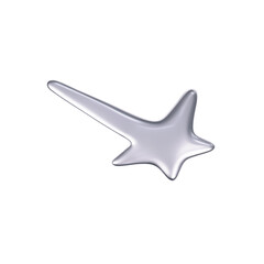 Wall Mural - 3d chrome falling or flying star in y2k futuristic style isolated on white background. render 3d sil