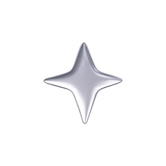 Wall Mural - 3d chrome star in y2k futuristic style isolated on white background. render 3d cyber chrome galaxy e