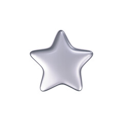 Wall Mural - 3d chrome star in y2k futuristic style isolated on white background. render 3d cyber chrome galaxy e