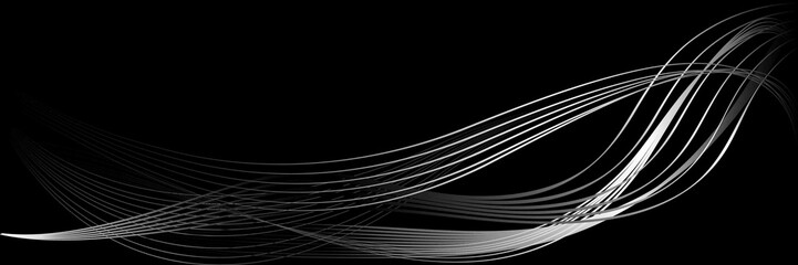 Sticker - Abstract Black and White Pattern with Waves. Striped Linear Texture. Vector. 3D Illustration