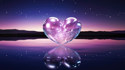 Wall Mural - galaxy cosmic heart background. bright stars night sky, romantic magic night, love and valentine’s d