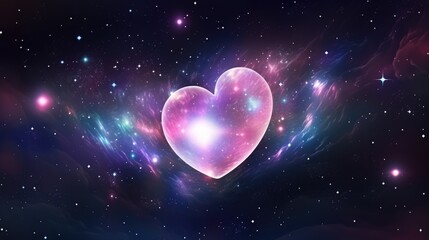 Wall Mural - galaxy cosmic heart background. bright stars night sky, romantic magic night, love and valentine’s d
