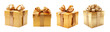 © ana - Set of Golden, Gold gift box and ribbon - Isolated Transparent PNG - Various Angles, Sizes, Models, Shapes