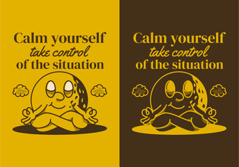 Wall Mural - Calm yourself, take control of the situation. Character of golf ball in meditation pose