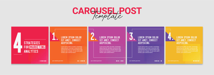 Carousel post template set, Modern instagram carousel post design, Editable social media microblog business carousel post, eps 10.