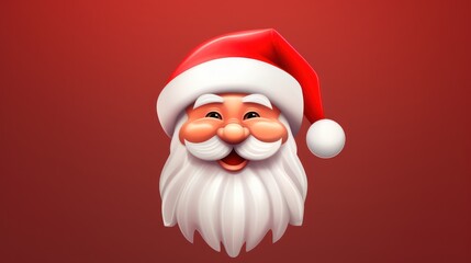 Wall Mural -  a close up of a santa claus face wearing a santa claus hat on a red background with a red background.