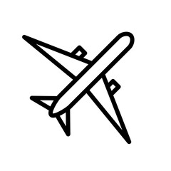 Wall Mural - Airplane icon. Black linear plane icon. Flight transport symbol. Travel concept.