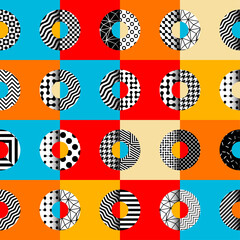 Aufkleber - Geometric abstract pattern retro style. Seamless vector pattern.