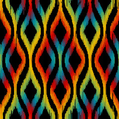 Aufkleber - Seamless striped pattern in Aztec style. Folk embroidery.. Aztec ikat style. Seamless vector image. Thin lines