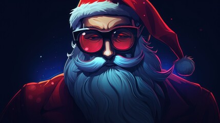 Wall Mural -  a close up of a santa clause wearing sunglasses and a santa hat with a beard and glasses on his face.