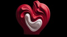  A Red And White Heart Shaped Object On A Black Background With A White And Red Swirl In The Middle Of It.