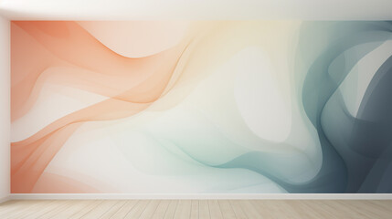 Sticker - Gradient Trendy smoke waves colorful background wallpaper. 3D render creative smoke swoosh style soft lines. Abstract design smoke wavy pattern