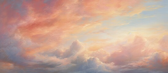 Sticker - In the abstract summer landscape, the interplay of light and texture creates a mesmerizing display of beauty, as the sun sets in shades of orange, pink, and blue while white clouds dance across the