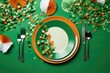 A picture of a table setting featuring a plate, napkins, and silverware. Ideal for use in restaurant menus, event invitations, or home decor blogs.
