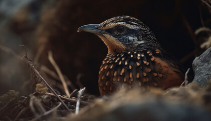 Sticker - Beautiful bird perched on branch, watching over her nest generated by AI