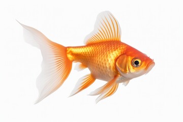 Canvas Print - A goldfish swimming gracefully in clear water. Perfect for illustrating aquatic life or adding a touch of nature to your designs.